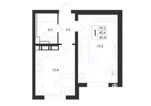 1-к квартира, вторичка, 40м2, 2/17 этаж