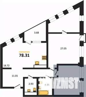 2-к квартира, вторичка, 78м2, 12/21 этаж