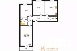 3-к квартира, вторичка, 76м2, 13/17 этаж