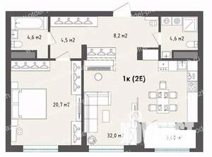 1-к квартира, вторичка, 76м2, 12/13 этаж