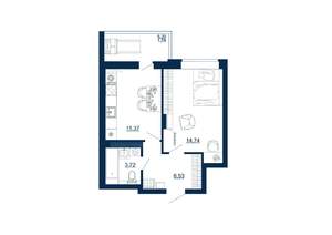 1-к квартира, вторичка, 38м2, 15/17 этаж
