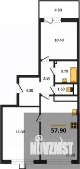 2-к квартира, вторичка, 58м2, 6/17 этаж