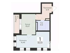 1-к квартира, вторичка, 39м2, 4/12 этаж