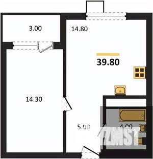 1-к квартира, вторичка, 40м2, 3/13 этаж