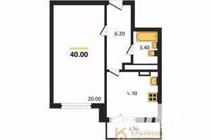 1-к квартира, вторичка, 40м2, 22/25 этаж
