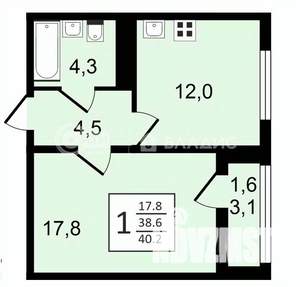 1-к квартира, строящийся дом, 40м2, 20/20 этаж