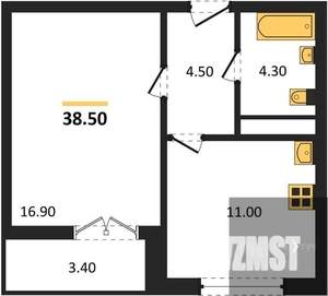 1-к квартира, вторичка, 39м2, 1/17 этаж