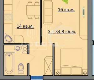 1-к квартира, вторичка, 35м2, 4/5 этаж
