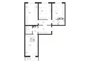 3-к квартира, вторичка, 92м2, 9/17 этаж