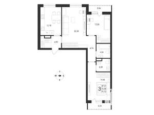 3-к квартира, вторичка, 80м2, 15/17 этаж