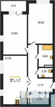 2-к квартира, вторичка, 74м2, 4/24 этаж