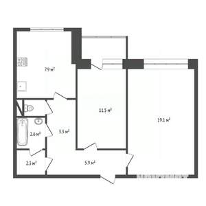2-к квартира, вторичка, 55м2, 9/10 этаж