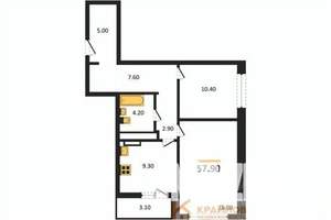 2-к квартира, вторичка, 58м2, 23/25 этаж