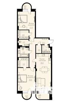 3-к квартира, вторичка, 107м2, 5/5 этаж
