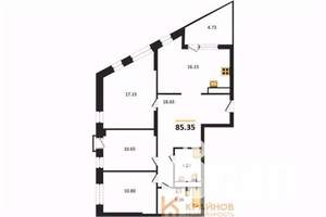 3-к квартира, сданный дом, 85м2, 2/21 этаж