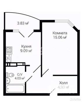 1-к квартира, вторичка, 36м2, 1/17 этаж