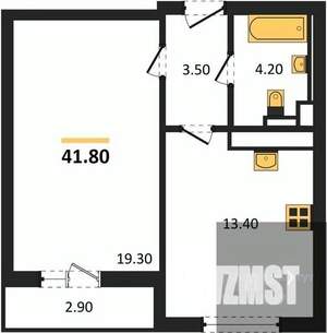 1-к квартира, вторичка, 42м2, 9/17 этаж