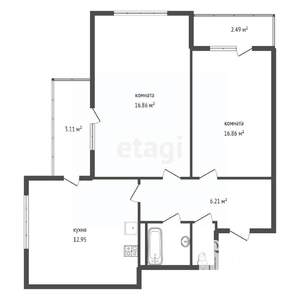 2-к квартира, вторичка, 56м2, 4/20 этаж