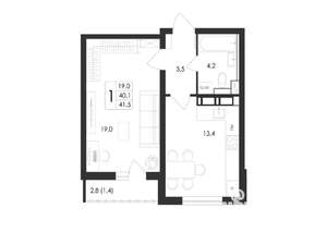 1-к квартира, вторичка, 42м2, 3/17 этаж
