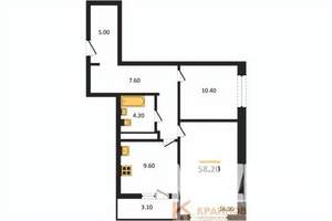 2-к квартира, вторичка, 58м2, 6/25 этаж