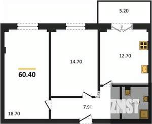 2-к квартира, вторичка, 60м2, 5/15 этаж