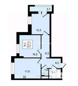 2-к квартира, строящийся дом, 65м2, 18/24 этаж