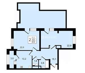 2-к квартира, строящийся дом, 81м2, 21/24 этаж