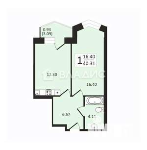 1-к квартира, вторичка, 40м2, 18/25 этаж