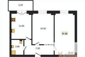 2-к квартира, вторичка, 57м2, 10/15 этаж