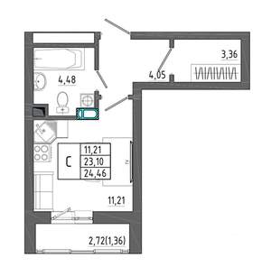 Студия квартира, вторичка, 24м2, 1/17 этаж