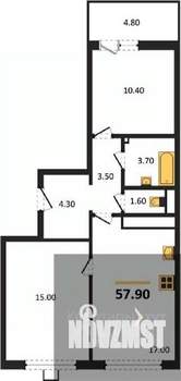 2-к квартира, вторичка, 58м2, 3/17 этаж