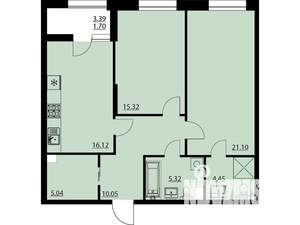 2-к квартира, строящийся дом, 75м2, 2/23 этаж