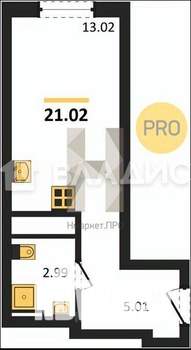 Студия квартира, вторичка, 21м2, 21/27 этаж