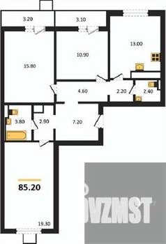 3-к квартира, вторичка, 85м2, 5/19 этаж