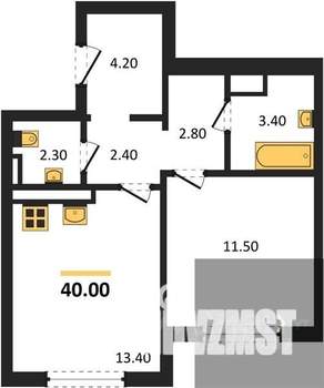 1-к квартира, вторичка, 40м2, 1/17 этаж