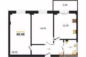 2-к квартира, вторичка, 60м2, 4/15 этаж
