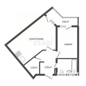 2-к квартира, вторичка, 44м2, 6/22 этаж