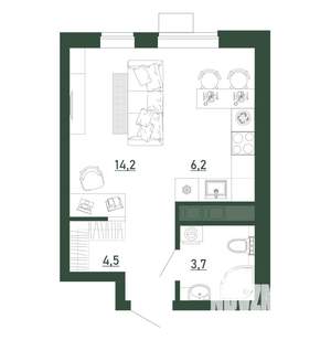 Студия квартира, строящийся дом, 29м2, 5/13 этаж