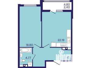 1-к квартира, вторичка, 60м2, 6/18 этаж