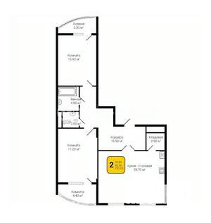 3-к квартира, строящийся дом, 90м2, 16/25 этаж