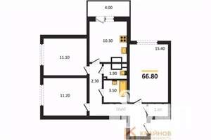 3-к квартира, вторичка, 67м2, 3/25 этаж