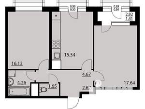 2-к квартира, вторичка, 65м2, 7/25 этаж