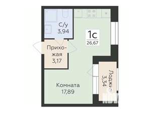 Студия квартира, строящийся дом, 27м2, 2/12 этаж