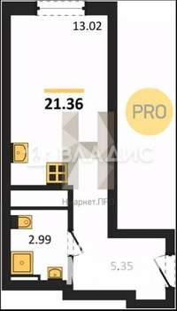 Студия квартира, строящийся дом, 21м2, 26/27 этаж