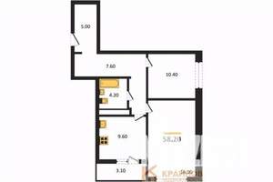 2-к квартира, вторичка, 58м2, 15/25 этаж