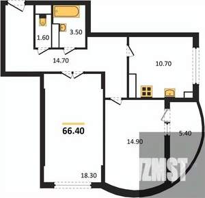 2-к квартира, вторичка, 66м2, 19/25 этаж
