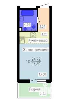 Студия квартира, строящийся дом, 27м2, 2/16 этаж