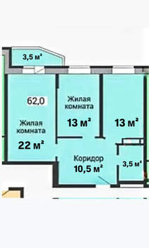 2-к квартира, вторичка, 62м2, 12/17 этаж