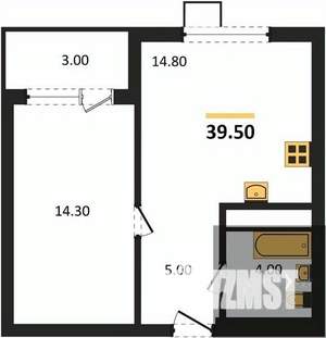 1-к квартира, вторичка, 40м2, 1/13 этаж