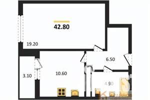 1-к квартира, вторичка, 43м2, 20/25 этаж